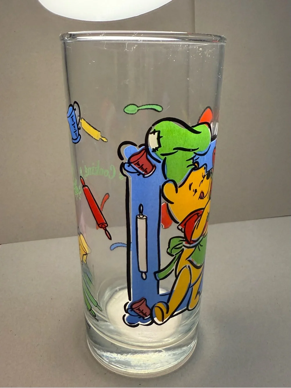 Vintage Disney Winnie the Pooh Blue Cartoon Glass Tumbler - Set of 2